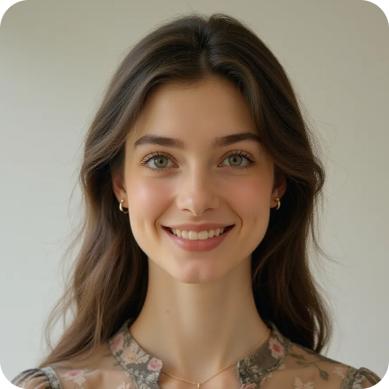 Visboom AI-generated fashion model - young adult female with shoulder-length brown hair